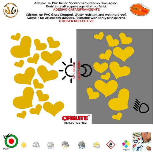 Adesivi rifrangenti cuori - , oro
