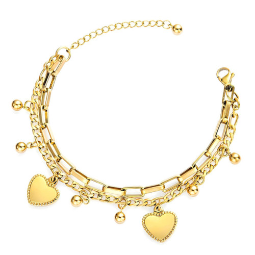 Bracciale cuori placcato - cuori, oro