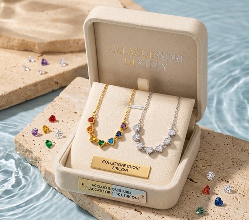 Collana cuori acciaio - collana,