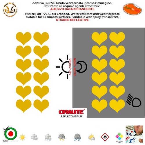 Adesivi rifrangenti cuori oro